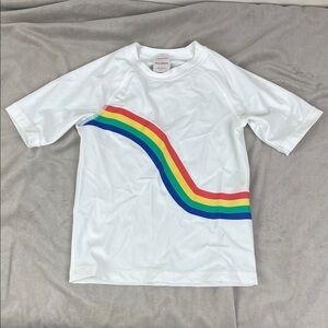 Hanna Andersson Swim Shirt Rainbow Stripe White